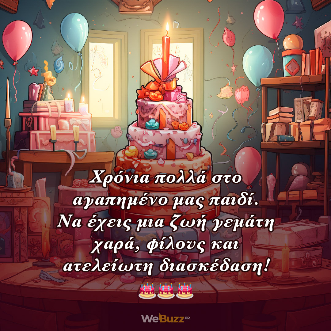 Ευχές γενεθλίων για παιδιά που θα μείνουν αξέχαστες και θα κάνουν τα γενέθλια τους πιο ξεχωριστά Χρόνια πολλά στο αγαπημένο μας παιδί. Να έχεις μια ζωή γεμάτη χαρά, φίλους και ατελείωτη διασκέδαση!