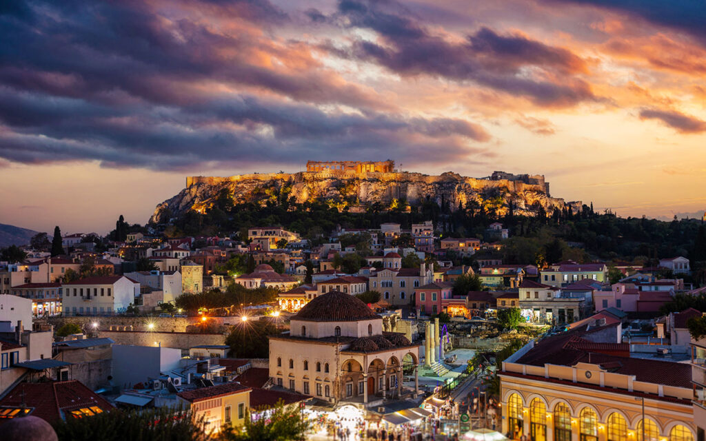 Panoramic View of Parthenon Athens Greece - Plaka Athens Greece - Picturesque Streets and Architecture - Exploring the Timeless Charm of Athens